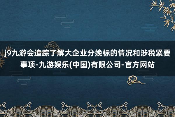 j9九游会追踪了解大企业分娩标的情况和涉税紧要事项-九游娱乐(中国)有限公司-官方网站