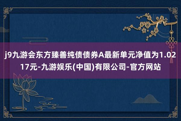 j9九游会东方臻善纯债债券A最新单元净值为1.0217元-九游娱乐(中国)有限公司-官方网站