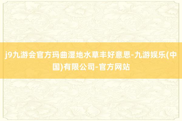 j9九游会官方玛曲湿地水草丰好意思-九游娱乐(中国)有限公司-官方网站