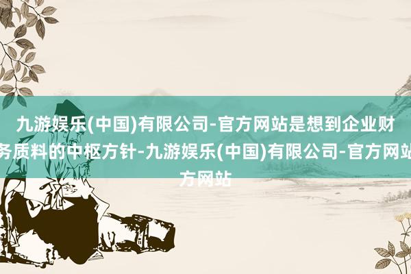 九游娱乐(中国)有限公司-官方网站是想到企业财务质料的中枢方针-九游娱乐(中国)有限公司-官方网站